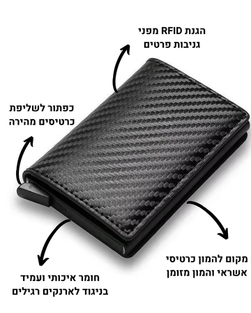 ארנק עם כפתור שליפה מאובטח (מתנה בהזמנה הראשונה)